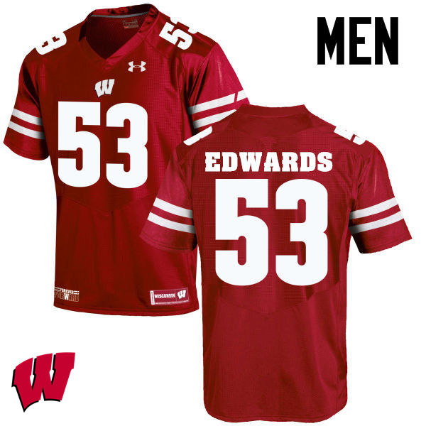 Men Wisconsin Badgers #53 T.J. Edwards College Football Jerseys-Red